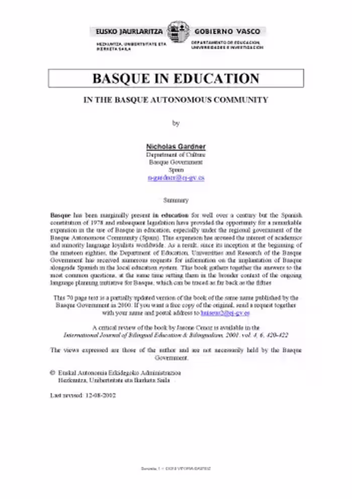 خرید و دانلود نسخه کامل کتاب Basque in Education: In the Basque Autonomous Community