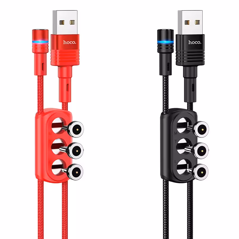 کابل شارژ USB-A TO IPHONE/MICRO/USB-C هوکو مدل U98 طول 1.2 متر