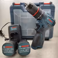 پیچگوشتی شارژی چکشی 24 ولت بوش bosch براشلس دو باطری دریل شارژی سه کاره بوش همراه لوازم دریل شارژی 24 ولت براشلس بوش