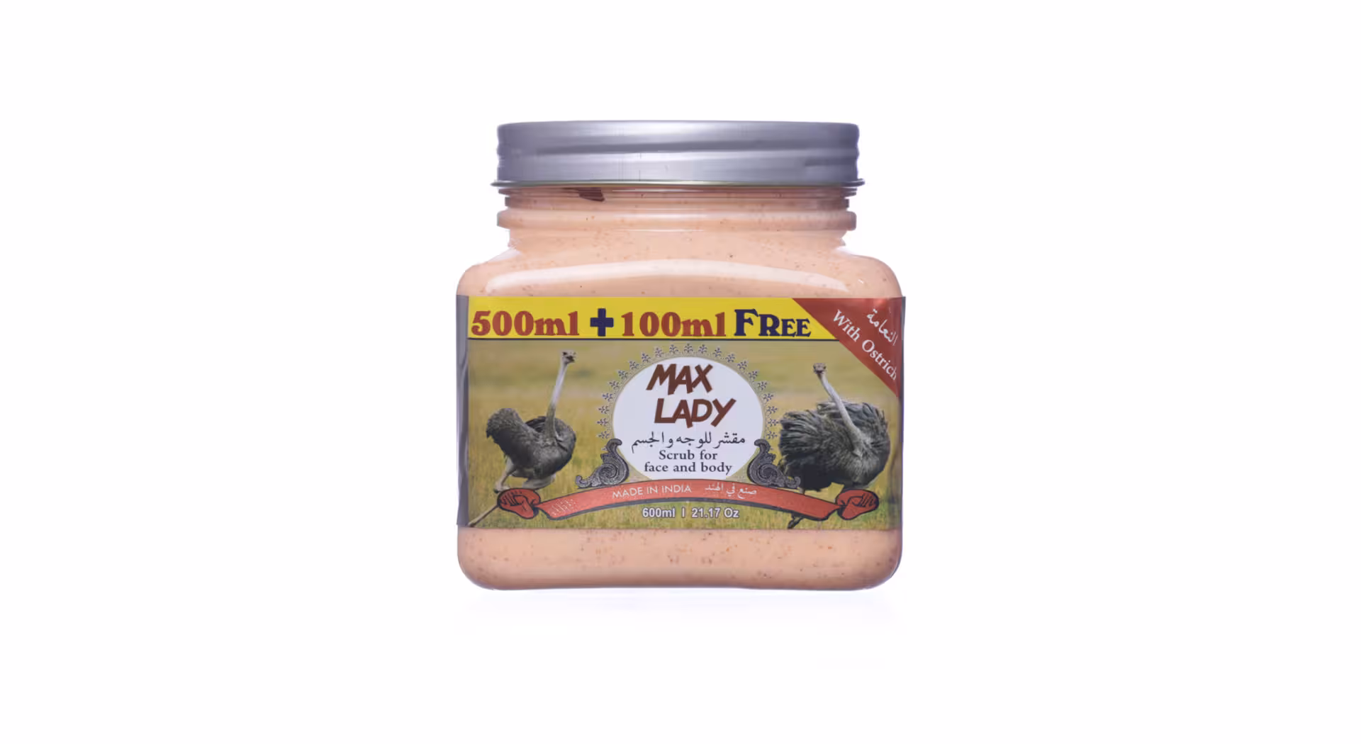 اسکراب شنی صورت و بدن شترمرغ مکس لیدی 600ml
