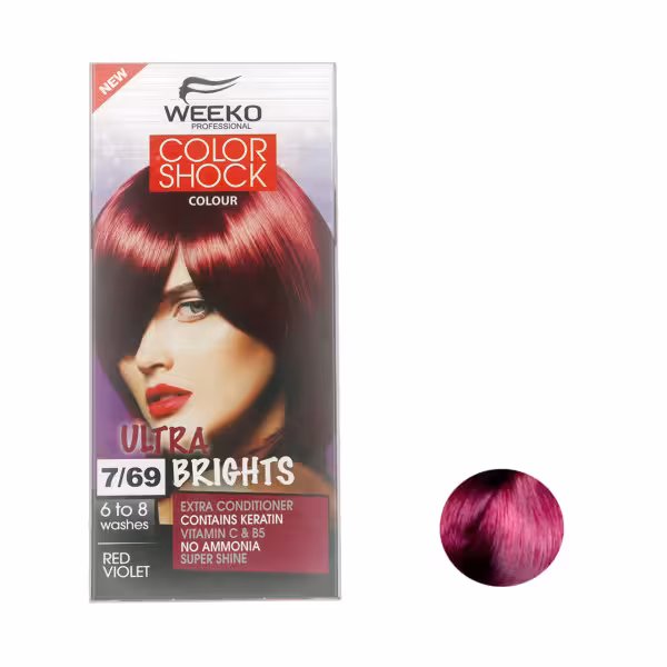 کیت رنگ مو ویکو مدل color shock شماره 7/69 حجم 80 میلی لیتر رنگ سرخابی