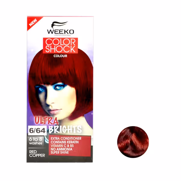 کیت رنگ مو ویکو مدل color shock شماره 6/64 حجم 80 میلی لیتر رنگ قرمز مسی
