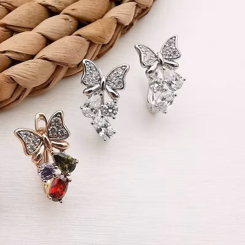گوشواره نقره ای رنگ ثابت ضد حساسیت
