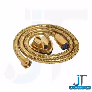 شلنگ توالت فنری ریز بافت مهره برنجی طلایی