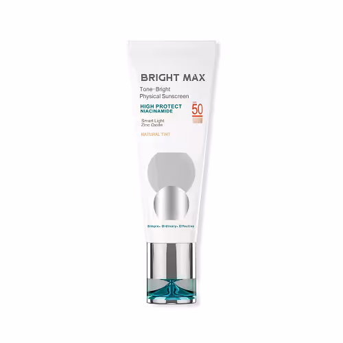 کرم ضد آفتاب فیزیکال رنگی تن برایت برایت مکس SPF 50 | بافت سبک، رنگ طبیعی و محافظت وسیع – حجم 40 میل
