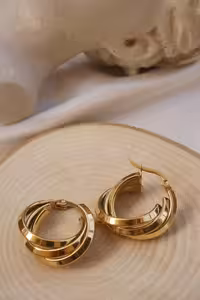 گوشواره حلقه‌ای استیل طلایی - 5148