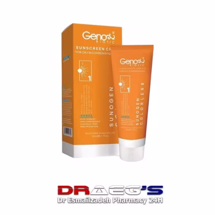 ژنوبایوتیک کرم ضدآفتاب برای پوست چرب و مختلط بی رنگ اس پی اف 50 حجم 50میلGENOBIOTIC SUNSCREENCREAM FOR OILY&COMBINATAION SKIN 50ML