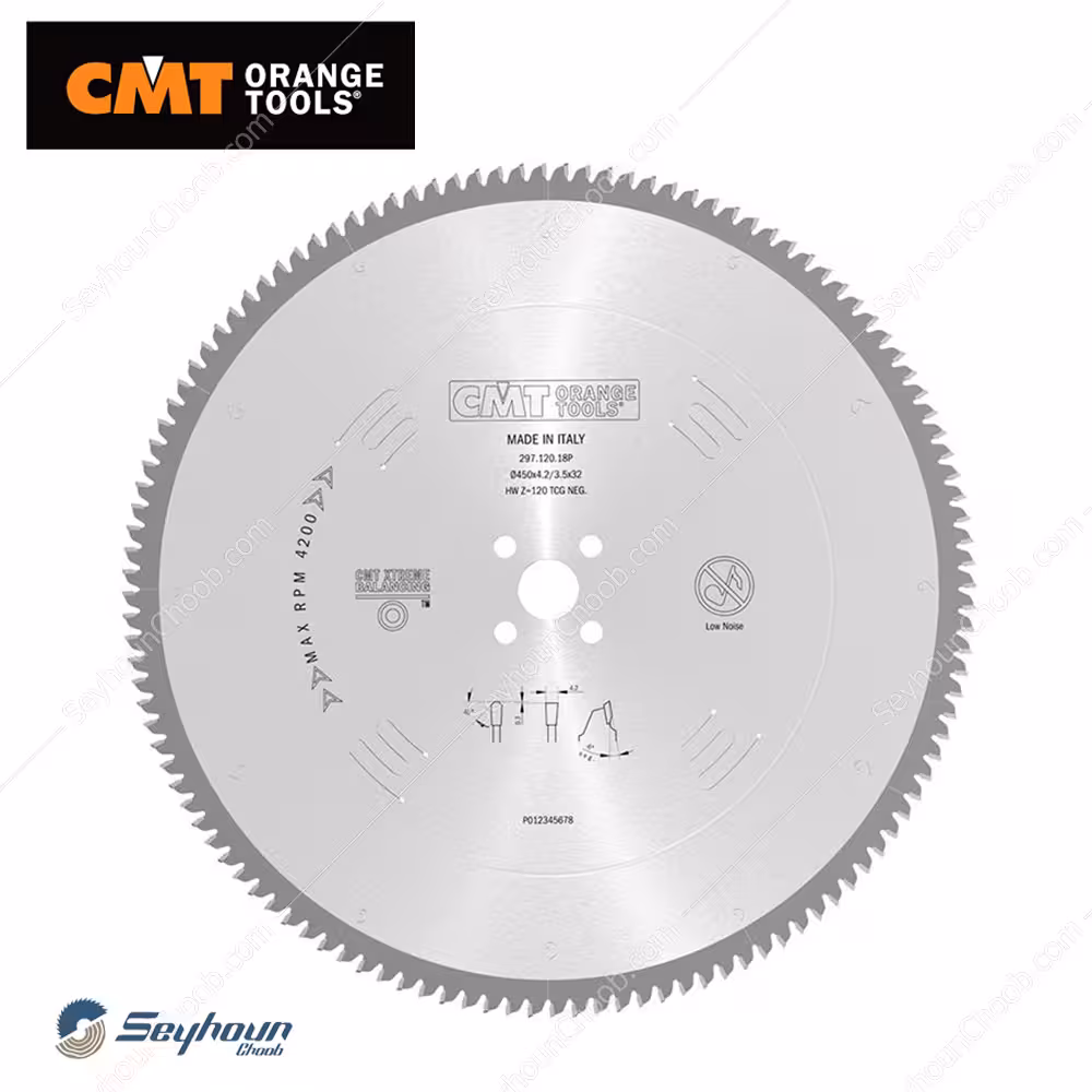 تیغ اره الماسه آلومینیوم بر قطر 45 سانتی متر 120 دندانه سی ام تی مدل CMT 297.120.18P