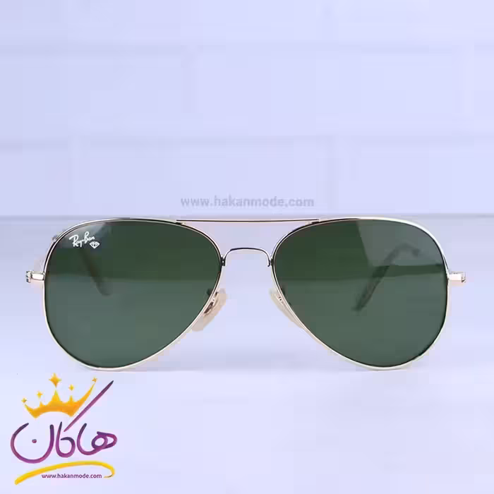 عینک آفتابی ری بن مردانه فلزی فریم طلایی خلبانی RB 3025/2