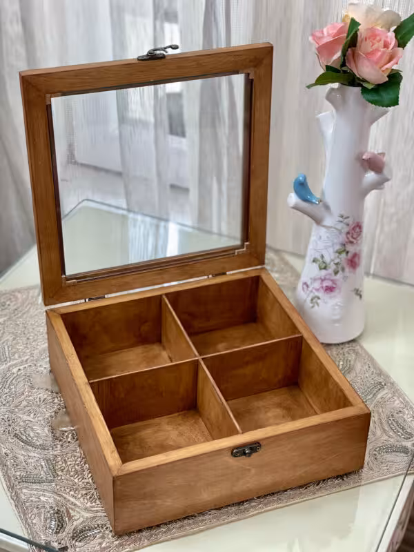 جعبه تی بگ(تی باکس) 4 خانه چوب روسی پلای وود سفارشی بسیار باکیفیت