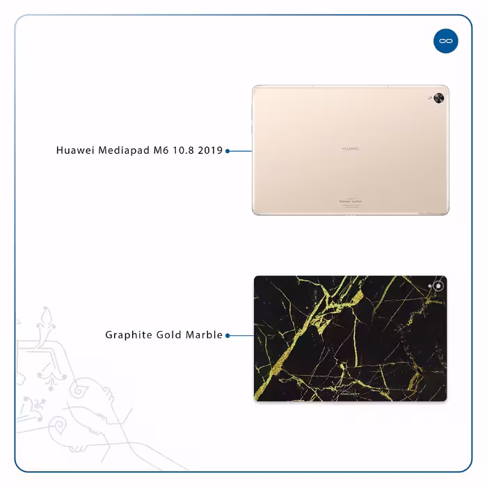 برچسب پوششی ماهوت مدل Graphite-Gold-Marble مناسب برای تبلت هوآوی Mediapad M6 10.8 2019