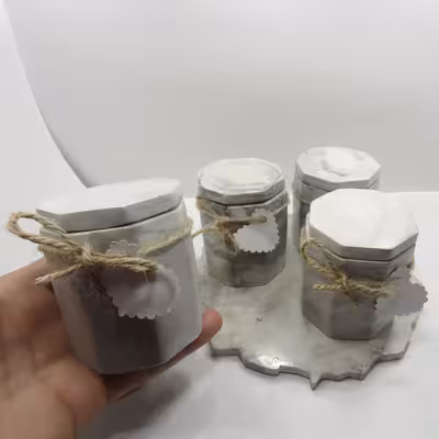 جای ادویه 4 پارچه طرح سنگی کد 667 به همراه سینی