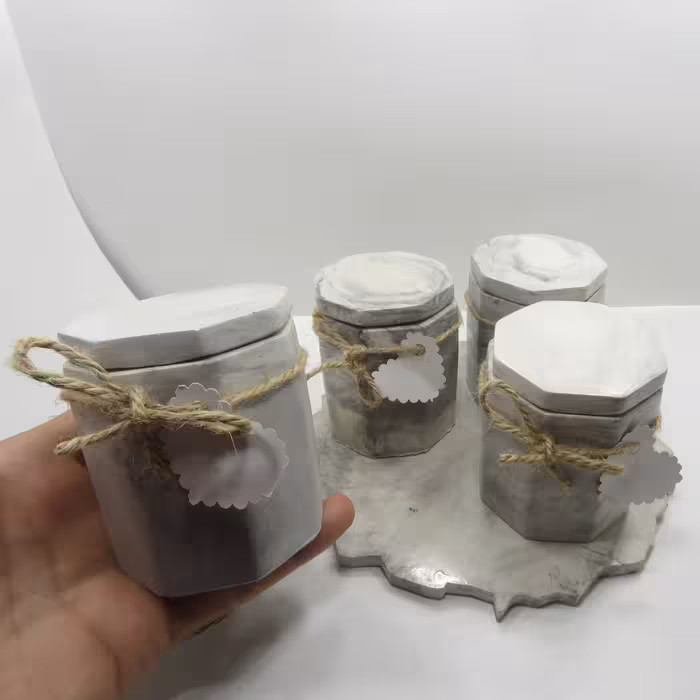 جای ادویه 4 پارچه طرح سنگی کد 667 به همراه سینی