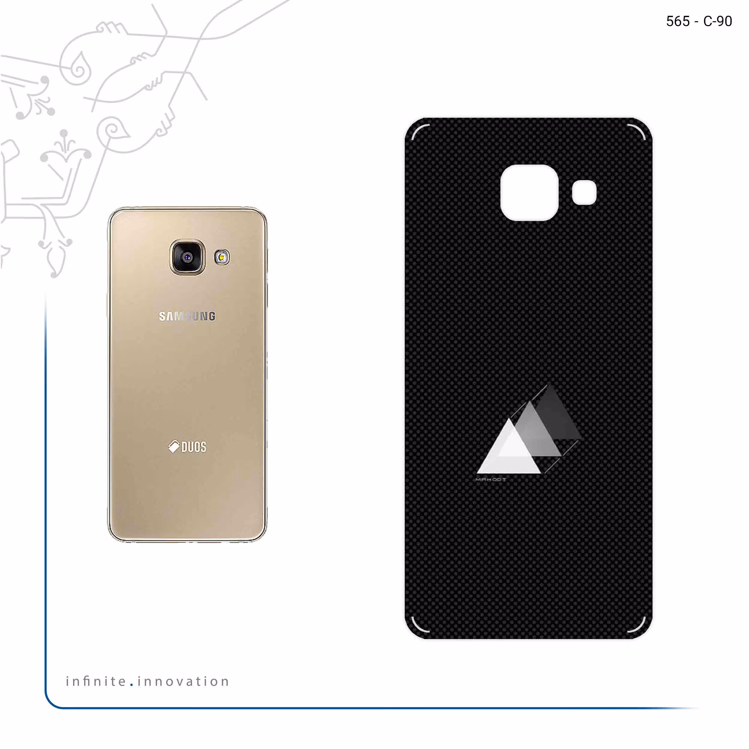 برچسب پوششی ماهوت مدل Minimal 3 Triangle Icon مناسب برای گوشی موبایل سامسونگ Galaxy A3 2016