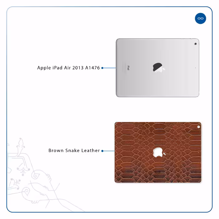 برچسب پوششی ماهوت مدل Brown-Snake-Leather مناسب برای تبلت اپل iPad Air 2013 A1476