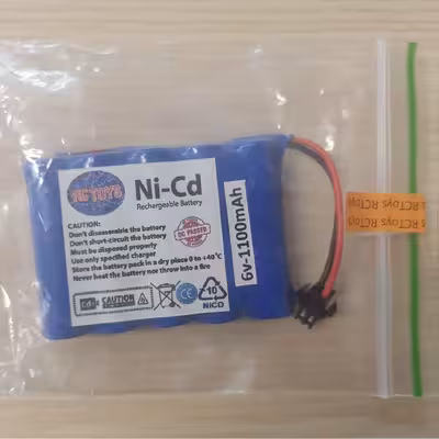باتری نیکل-کادمیوم قابل شارژ آرسی تویز کد RCT-6v-1100-SM مدل 6 ولتی ظرفیت 1100 میلی آمپر ساعت
