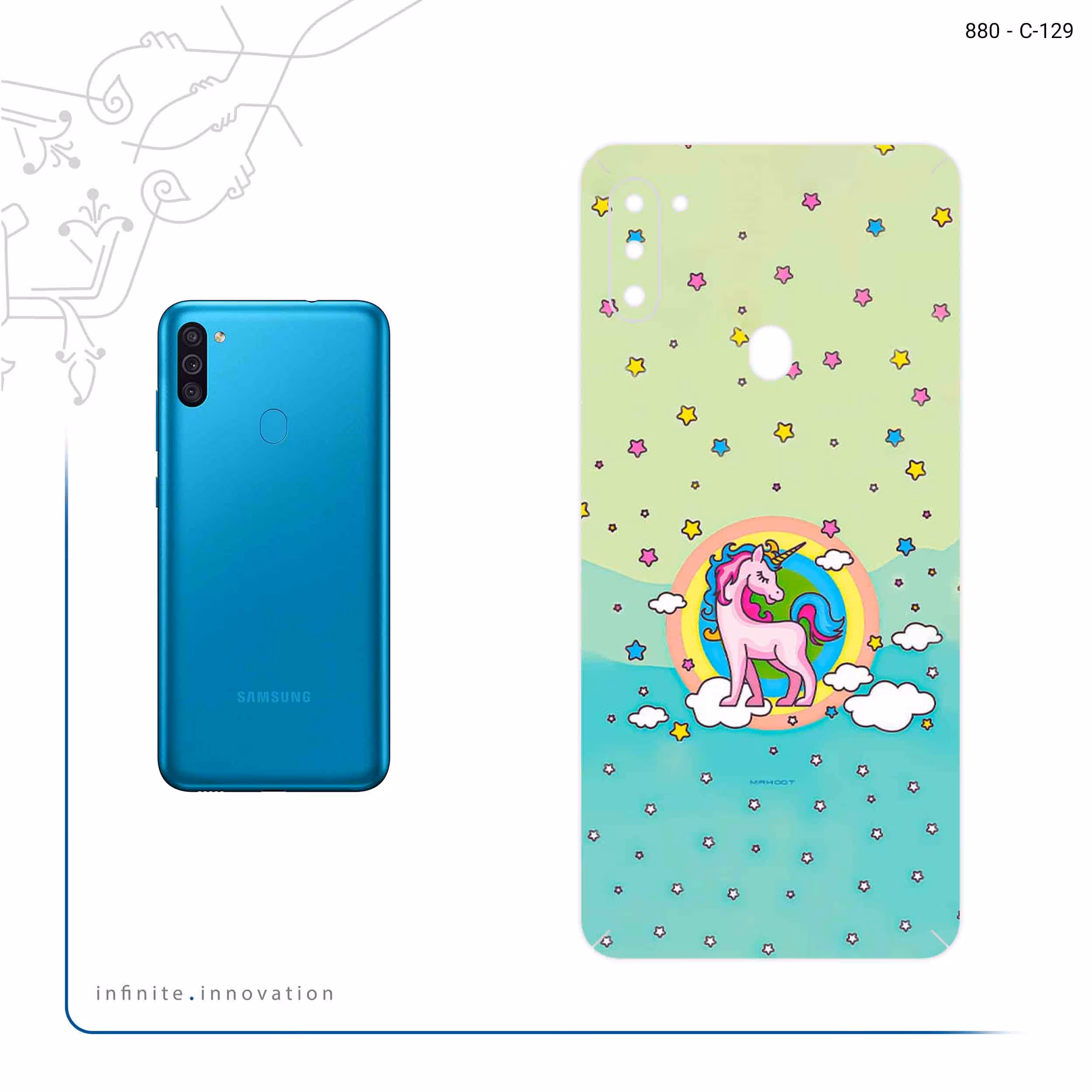 برچسب پوششی ماهوت مدل Rainbow unicorn adventure مناسب برای گوشی موبایل سامسونگ Galaxy M11