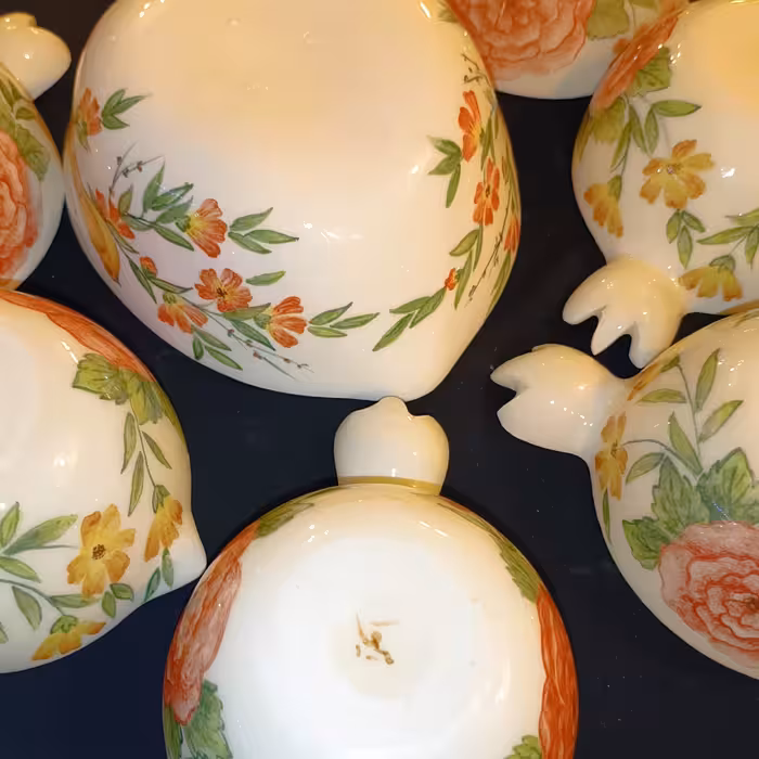 ست 7 تکه آجیل خوری سرامیکی هیوا طرح نارگل مدل رز کد 11312010