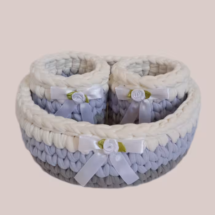 سبد قلاب بافی تریکو مدل لیوانی مجموعه 3 عددی