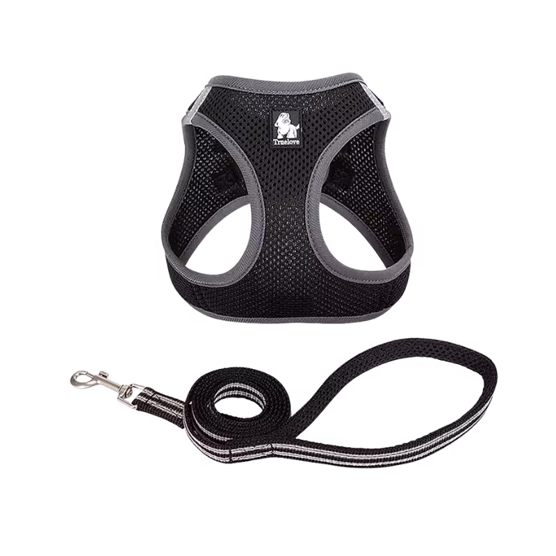 قلاده کتفی سگ همراه لید مدل ANTI SHOCK برند truelove ترولاو رنگ مشکی سایز M