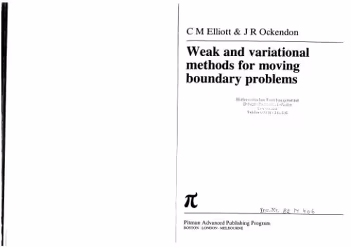 خرید و دانلود نسخه کامل کتاب Weak and Variational Methods for Free and Moving Boundary Problems (Research notes in mathematics)