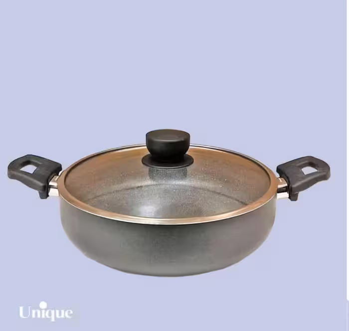 تابه دو دسته سایز 32 کف گرانیت طوسی تیره یونیک کد UN-8128