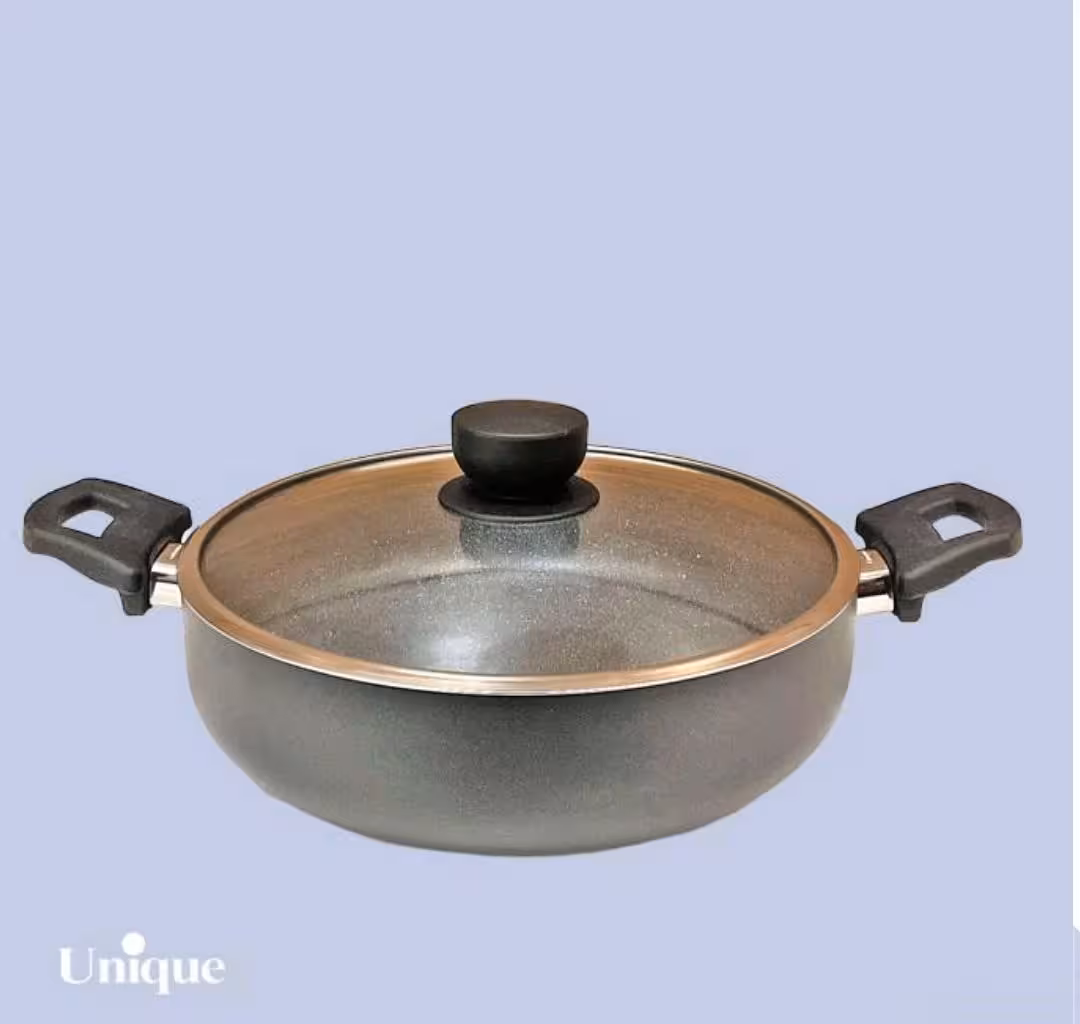 تابه دو دسته سایز 32 کف گرانیت طوسی تیره یونیک کد UN-8128