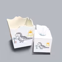 ست سطل و جا دستمال چوبی کودک طرح دایناسور کوچولو کد A4099