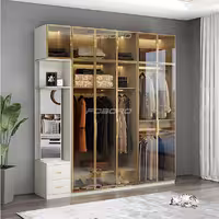 کمد لباس باکس دار با درب شیشه ای فوبورو مدل KB730