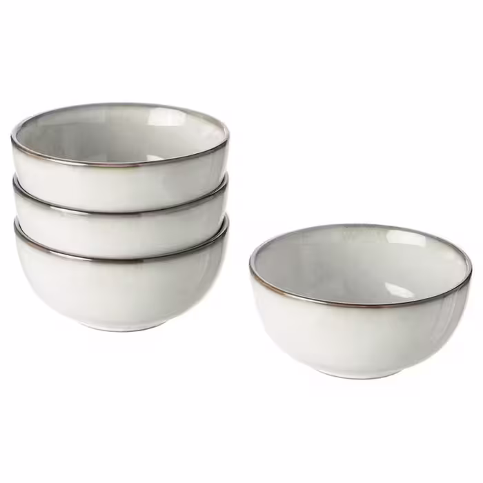 ست کاسه 4 عددی ایکیا مدل IKEA GLADELIG سایز 14 سانتی متری رنگ خاکستری روشن