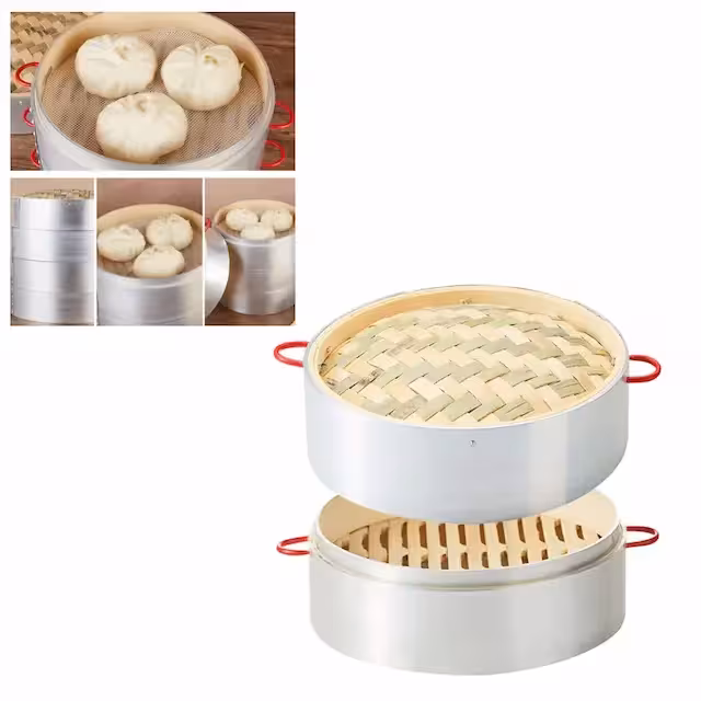 ظرف بخارپز آلومینیومی چوبی 20 سانت