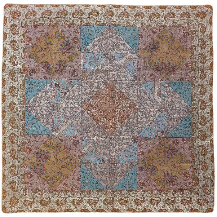 رومیزی مربع ترمه طرح چهل تکه کد TRM140
