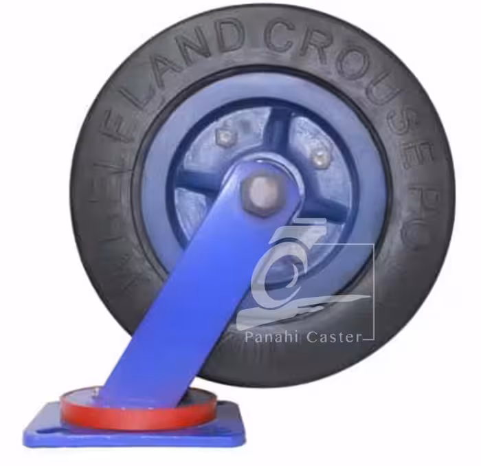 چرخ لند کروزی سنگین فشار قوی روکش لاستیکی گردان تحمل 3 تن(ارسال فوری با بیمه بار)