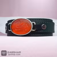 دستبند چرم عقیق سرخ خراسانی خطی یا رقیه