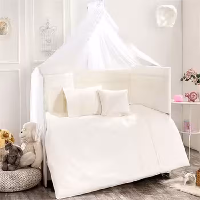 سرویس خواب پیرگاردین 9 تکه گارد دار نوزاد نوجوان دخترانه کرم رنگ  اصل ترکیه       pierre cardin   uyku setti