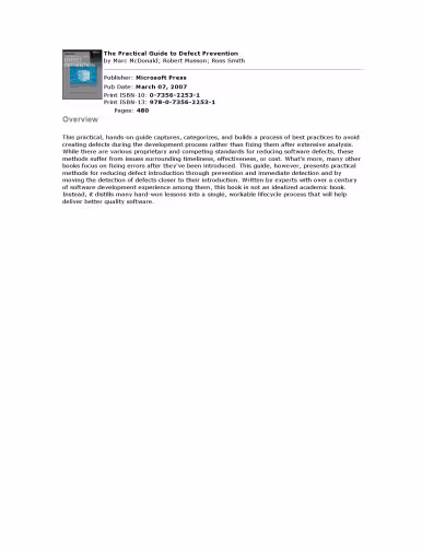 خرید و دانلود نسخه کامل کتاب The Practical Guide to Defect Prevention (Best Practices)