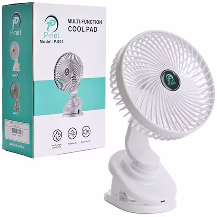 پنکه شارژی رومیزی گیره دار پی نت P-net P.803