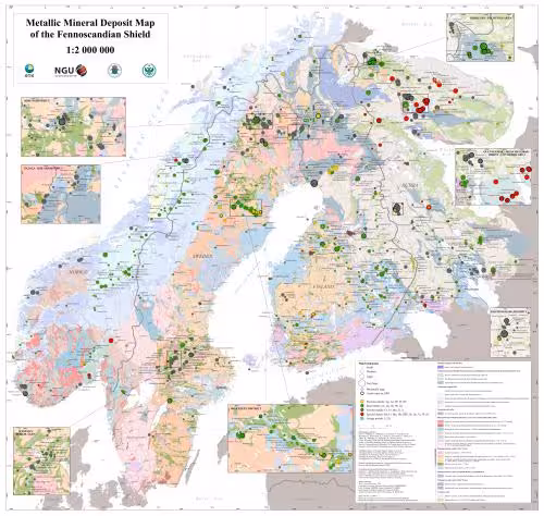 خرید و دانلود نسخه کامل کتاب Metallic Mineral Deposit Map of the Fennoscandian Shield