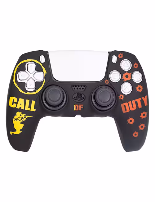 روکش محافظ دسته PS5 لیزری مشکی زرد قرمز طرح کال آف دیوتی