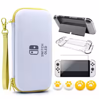VGBUS 7-in-1 Accessory Case for Nintendo Switch OLED – White/Yellow