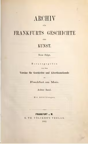 خرید و دانلود نسخه کامل کتاب Archiv für Frankfurts Geschichte und Kunst