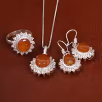 نیم ست عقیق زنانه کد 24674 - جواهری مشاهیر