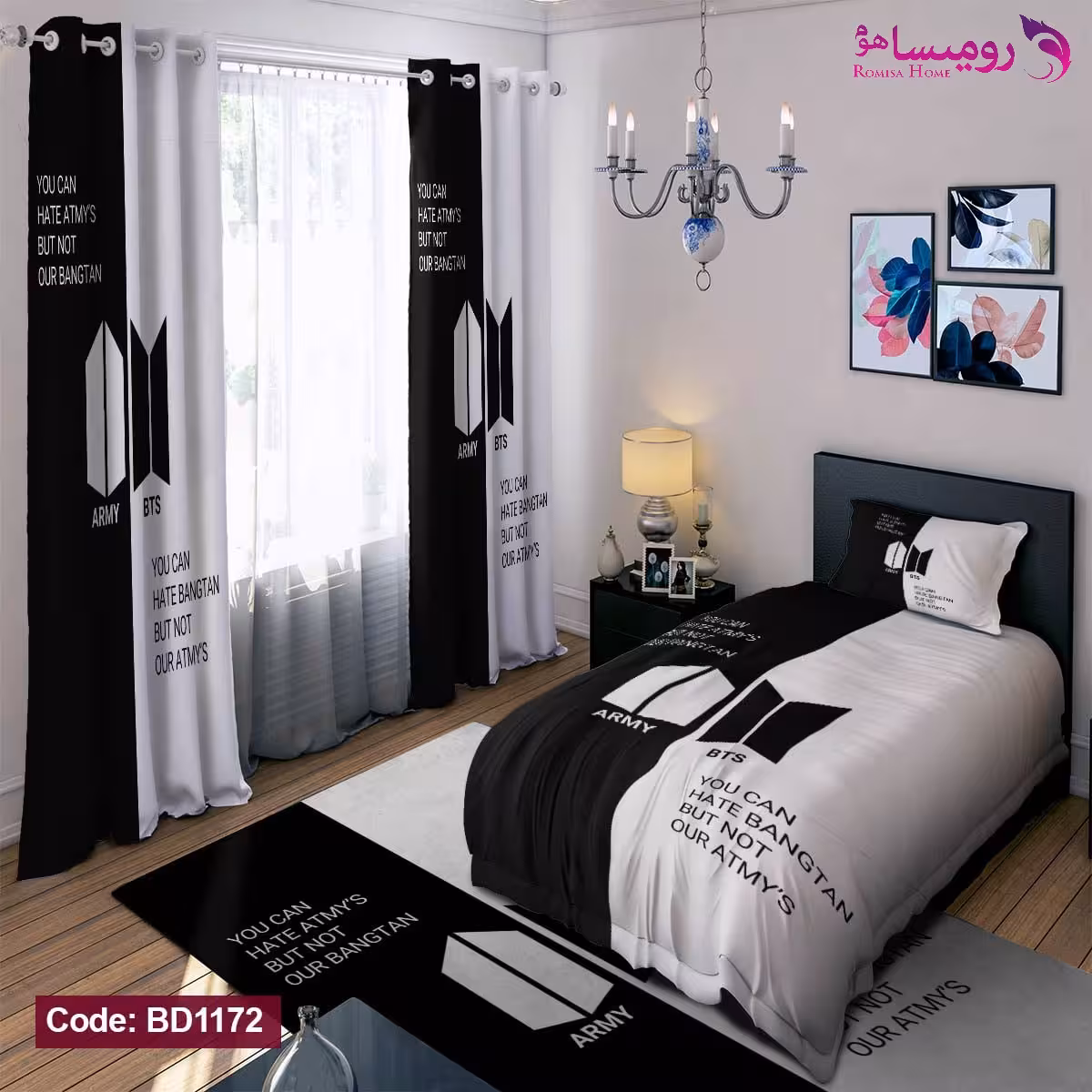 قیمت و خرید روتختی طرح BTS یک نفره برند دکو کد BD1172
