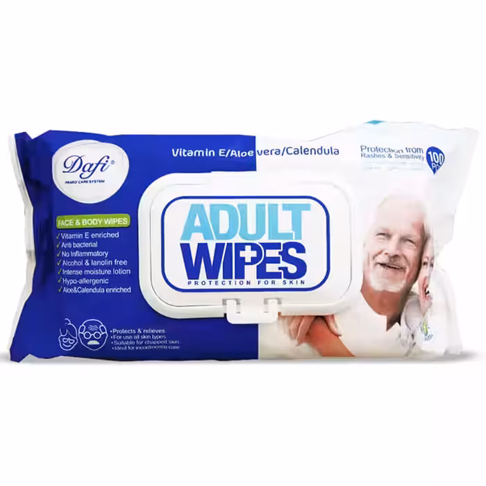 دستمال مرطوب بزرگسالان دافی مدل ADULT WIPES بسته 100 عددی