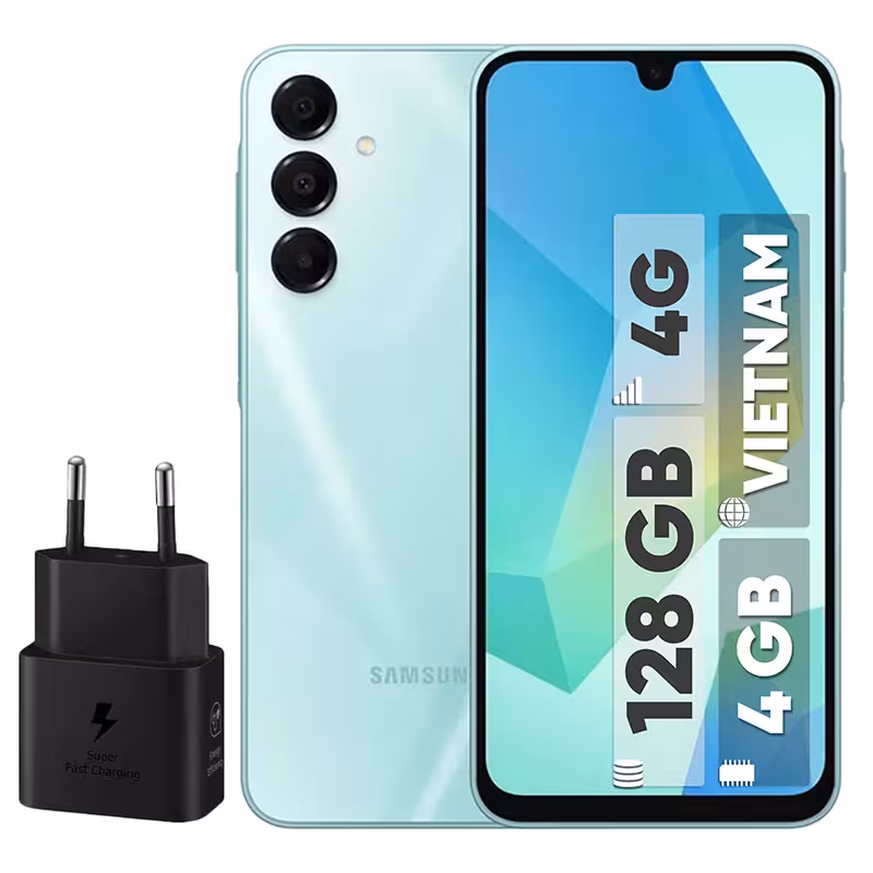 گوشی موبایل سامسونگ مدل Galaxy A16 4G دو سیم کارت ظرفیت 128 گیگابایت و رم 4 گیگابایت - ویتنام - به همراه شارژر 25 وات سامسونگ - کالاوما