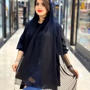 شال اشکی جنس حریر منگوله دار قواره 190 تک رنگ مشکی