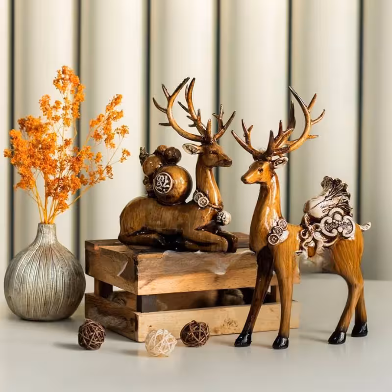 مجسمه دکوری پلی استر مدل گوزن جفتی