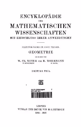 خرید و دانلود نسخه کامل کتاب Encyclopaedie der mathematischen Wissenschaften und Anwendungen. Geometrie