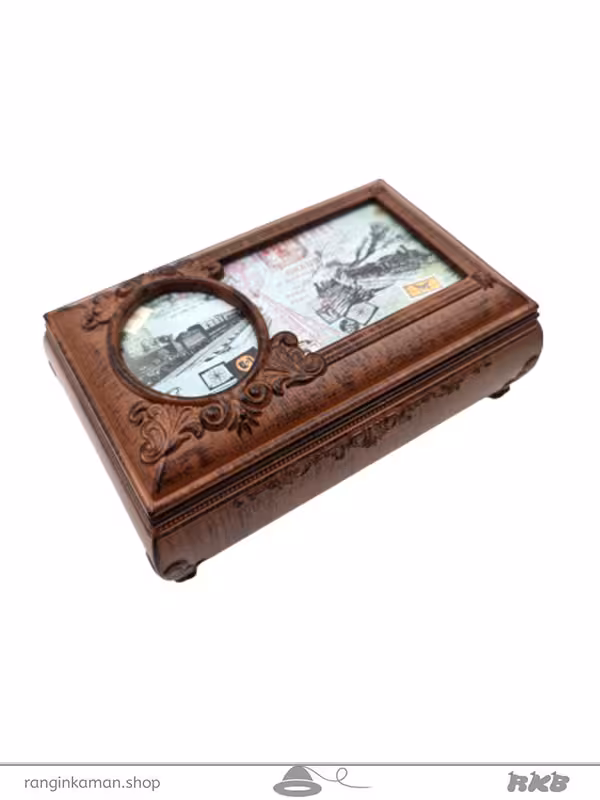 جعبه جواهر موزیکال مستطیل قطار قهوه ای