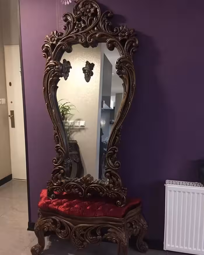 آینه کنسول فایبرگلاس الیزه رنگ چوب کد 101927